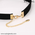 43710 New design leather choker necklace gemstone color optional pendant for girls